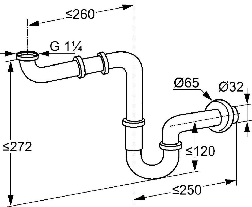 Сифон для раковины Kludi 1025505-00, хром