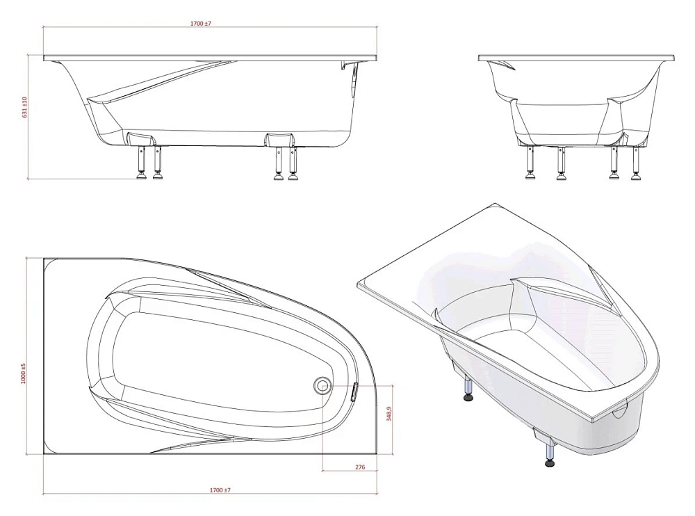 Ванна из искуственного камня Astra-Form Селена 1010040 белый