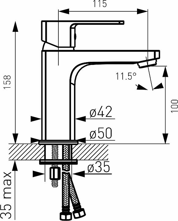 Смеситель для раковины Ferro Alba VerdeLine BLB2VL, хром