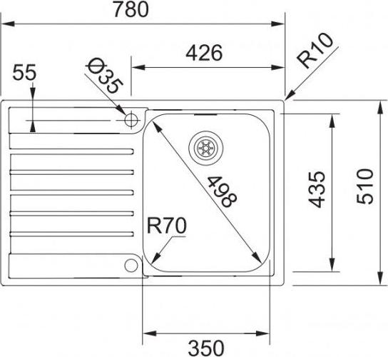 Кухонная мойка 78 см Franke Argos AGX 211- 86 3,5'' 127.0205.360, нержавеющая сталь