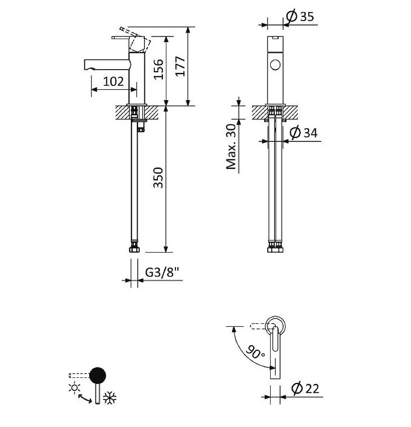 Смеситель для раковины Cezares Leaf LEAF-LSM1-L-01-W0 хром