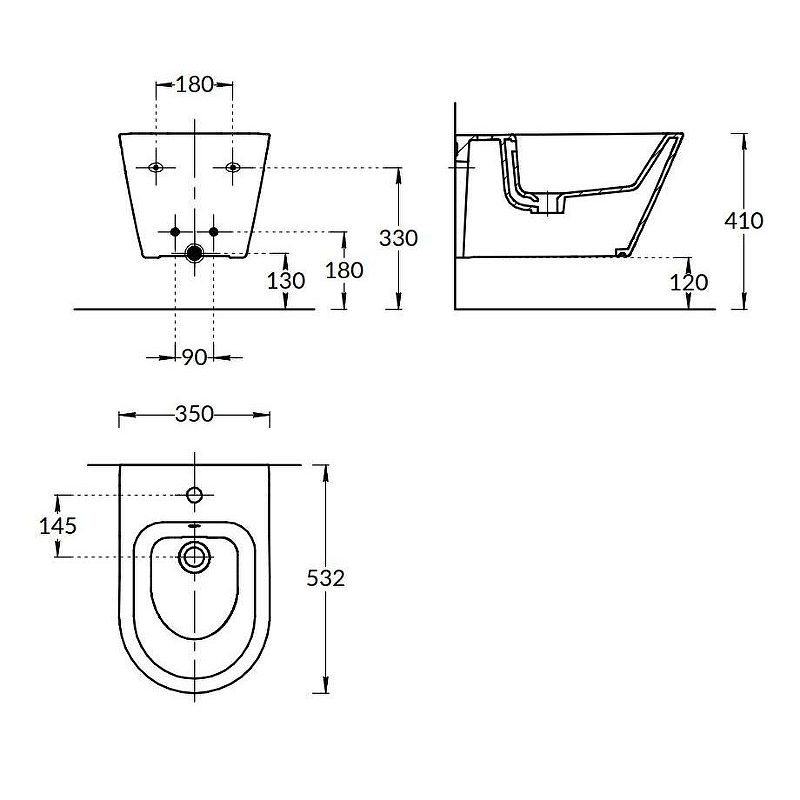 Биде Kerama Marazzi Plaza Modern PLM.bidet.02 подвесное белое глянцевое