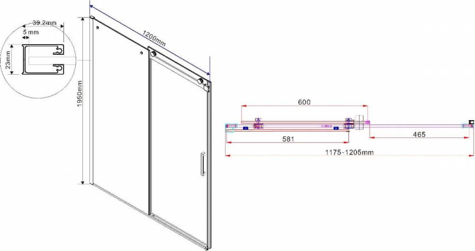 Душевая дверь Vincea Como VPS-1C120CGB, стекло тонированное, черный