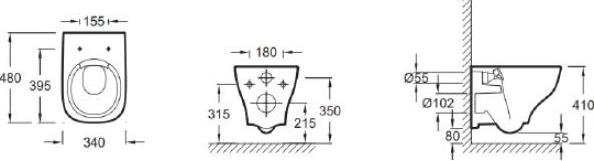 Комплект инсталляции Bocchi 8010-1000 с подвесным унитазом Jacob Delafon Struktura EDF102-00 + крышка-сиденье с микролифтом E70025-00