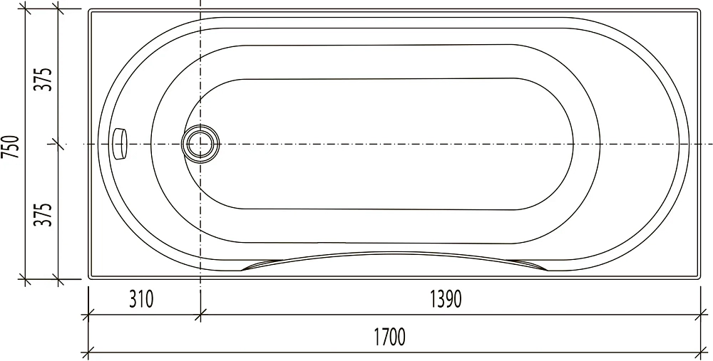 Акриловая ванна STWORKI Хальмстад 170x75 SW1017075026 белый