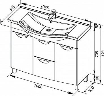 Тумба с раковиной Aquanet Асти 105 00212843 б/к чёрный