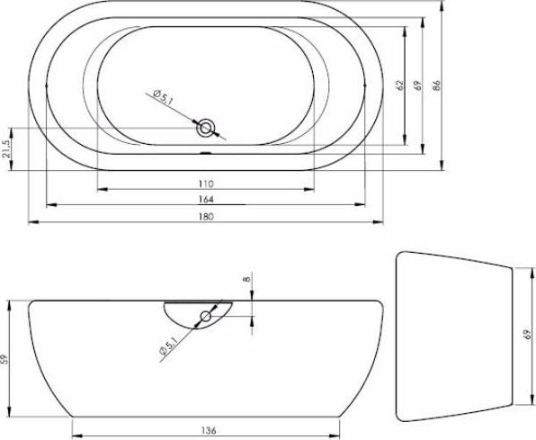 Акриловая ванна Riho Dua FS 180x86 BD01XXX00000000 цветная панель