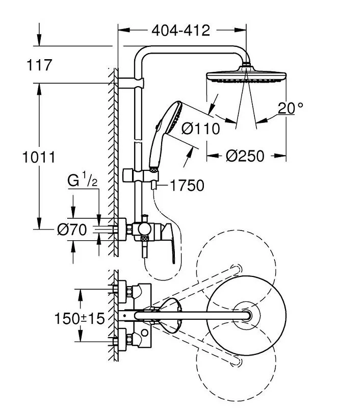 Душевая система Grohe New Tempesta System 26673001 хром