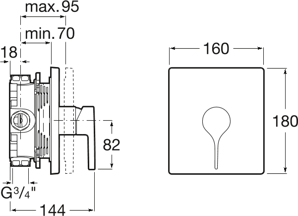 Смеситель для душа Roca Insignia 5A2B3ACN0, чёрный