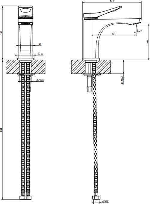 Смеситель для раковины Gessi Rilievo 59006#299, черный матовый