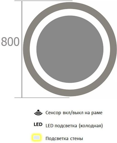 Зеркало De Aqua Мун 80 MUN 402 080 Led подсветка