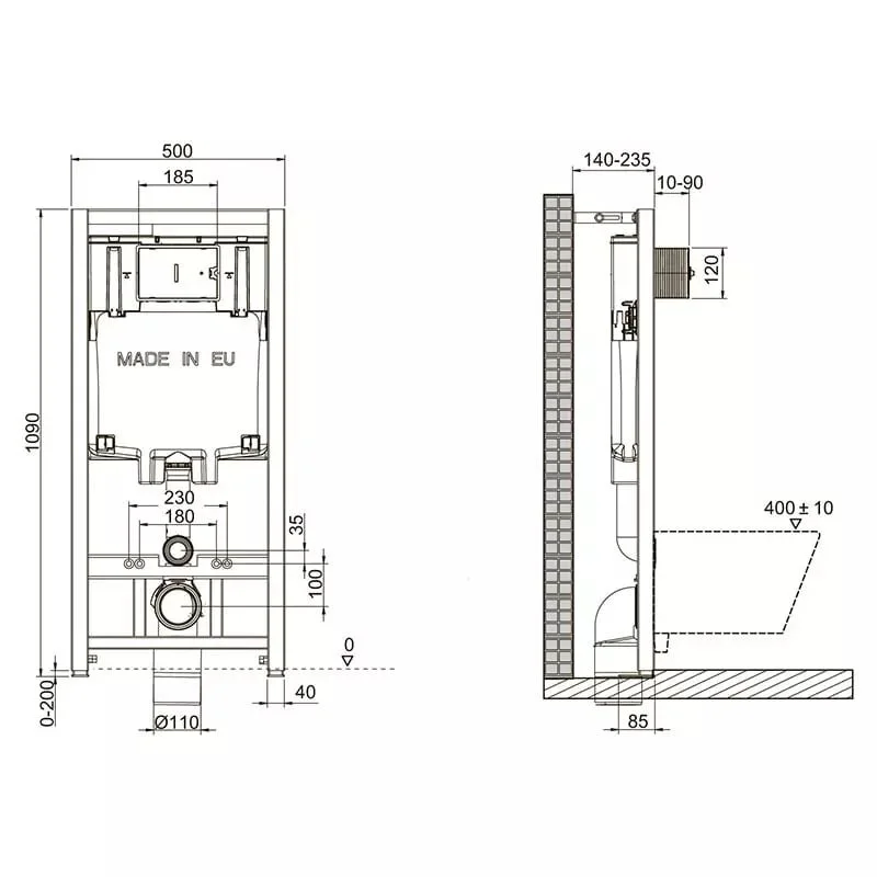 Инсталляция Jacob Delafon с безободковым унитазом Ideal Standard Tesi Aquablade T007901, крышка микролифт, E29025-NF/T007901/T352701