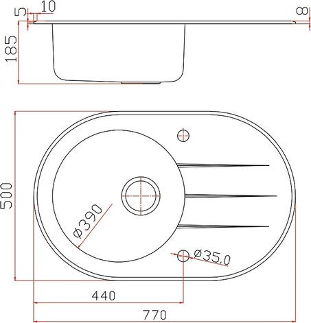 Кухонная мойка Zorg Inox Glass 77х50х18,5 GL-5077-OV-WHITE