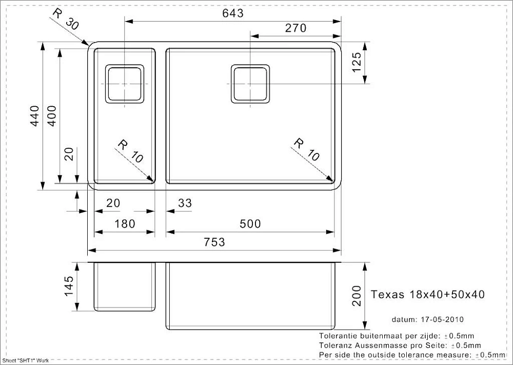 Кухонная мойка Reginox Texas 43208 хром