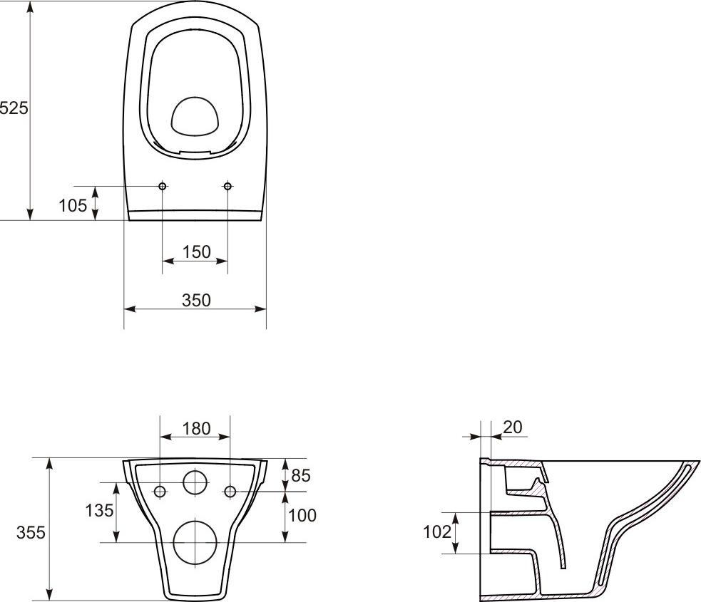 Подвесной унитаз Cersanit Carina MZ-CARINA-COn-S-DL безободковый с крышкой-сиденьем микролифт slim