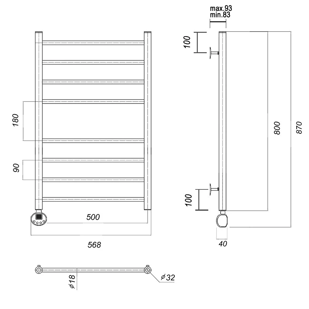 Полотенцесушитель электрический Domoterm Медея Медея П8 500x800 EL хром