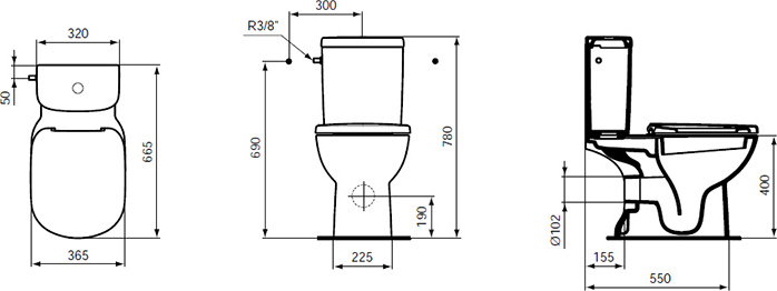 Бачок для унитаза Ideal Standard Tempo T427301 подвод снизу бачка