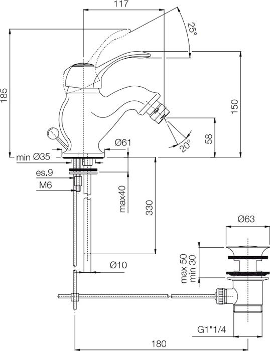 Смеситель Fima Carlo Frattini Lamp F3302CR для биде