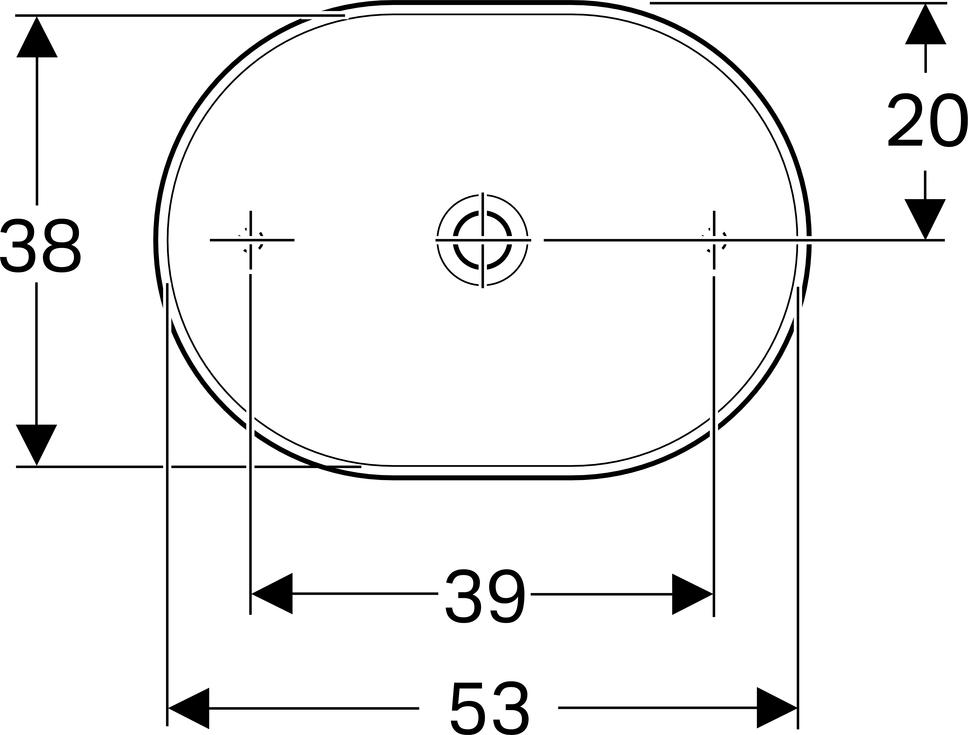 Раковина накладная 40x55 см Geberit VariForm 500.774.01.2 без отверстия перелива, белый