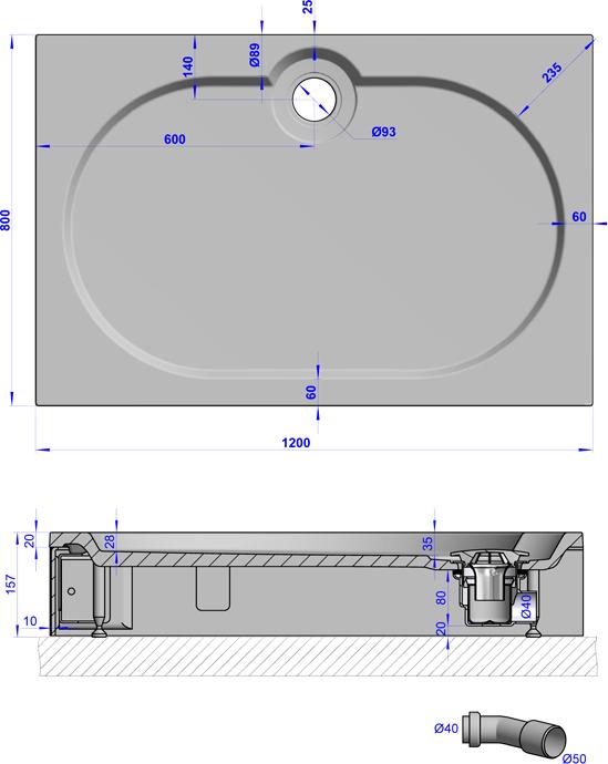 Поддон для душа GuteWetter Deluxe 120x80x16 Q терракот