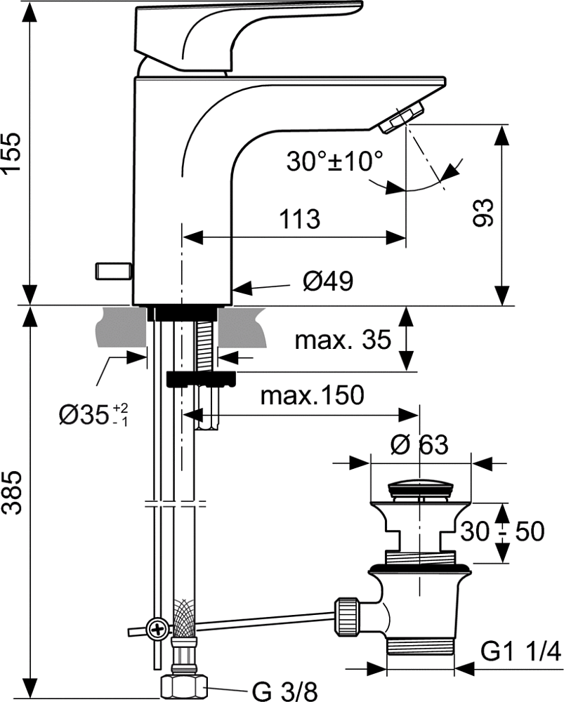 Смеситель Ideal Standard STRADA A5449AA для раковины, хром