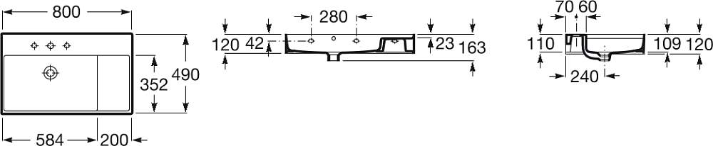 Раковина 80 см Roca Inspira 32752B000