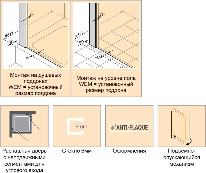 Душевой уголок Huppe Design victorian 90x90 Clear Grace