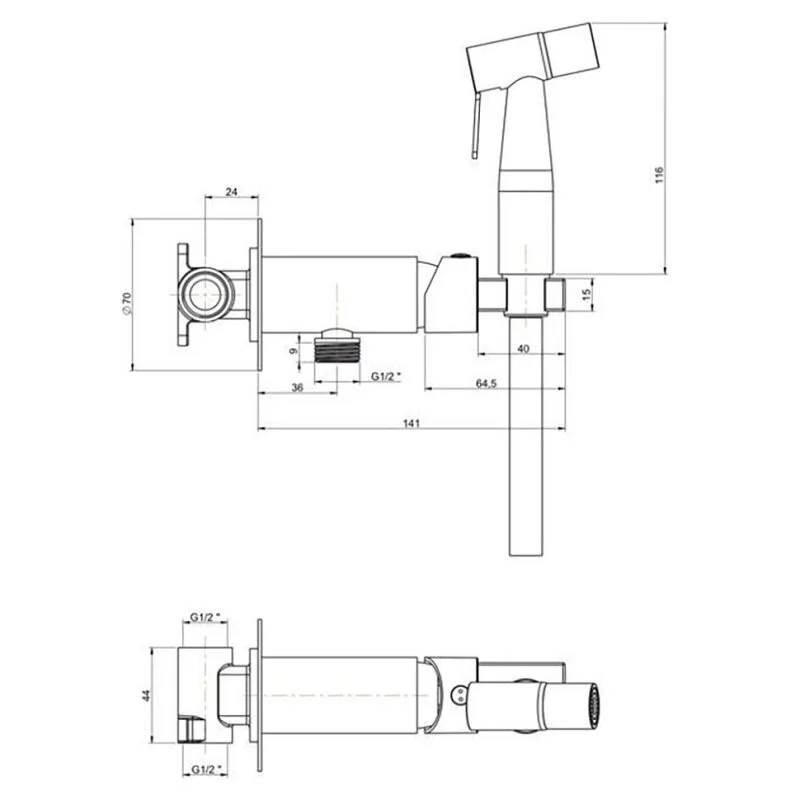 Душ гигиенический Paini Castello CAPJ442R золото