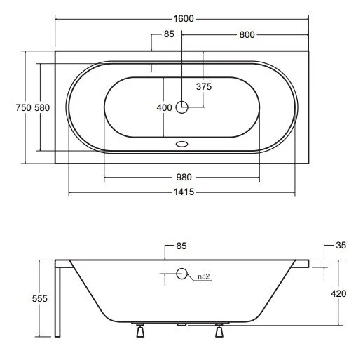 Акриловая ванна Besco Vitae WAV-160-PK белый