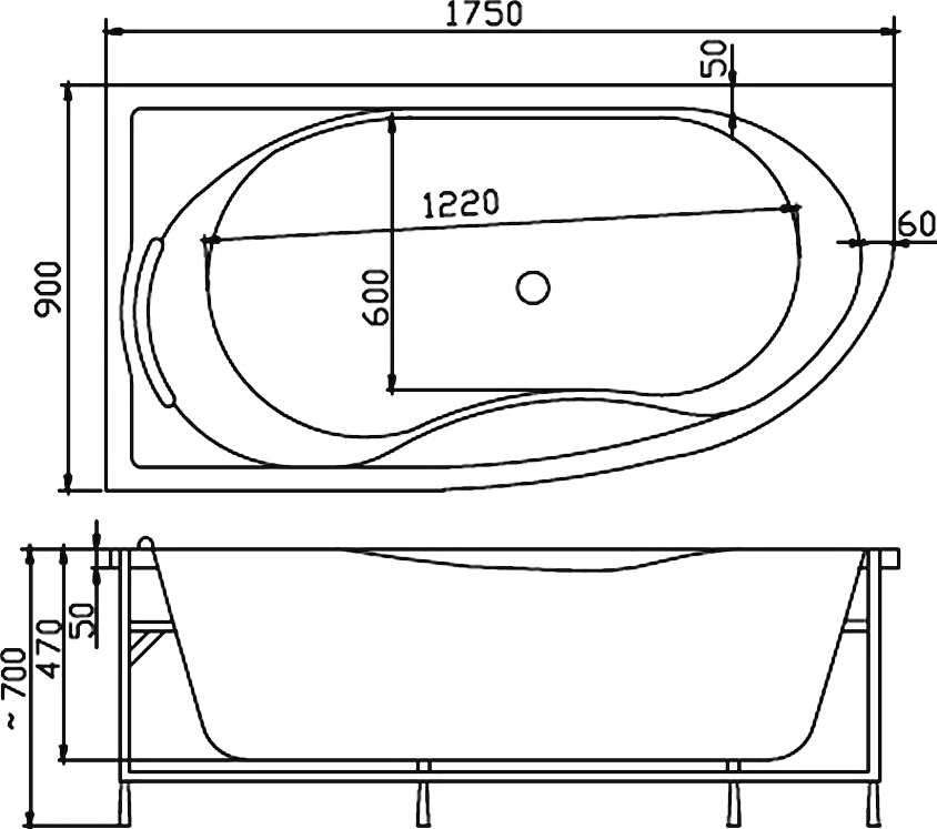 Акриловая ванна Victory Spa Mauritius 175х90 S-3 R NVS.291.910.03.1