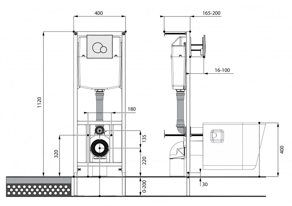 Инсталляция с унитазом Santek Нео ПЭК, 1.WH50.1.777, rimless, сиденье микролифт, панель смыва черная матовая, крепеж, белый