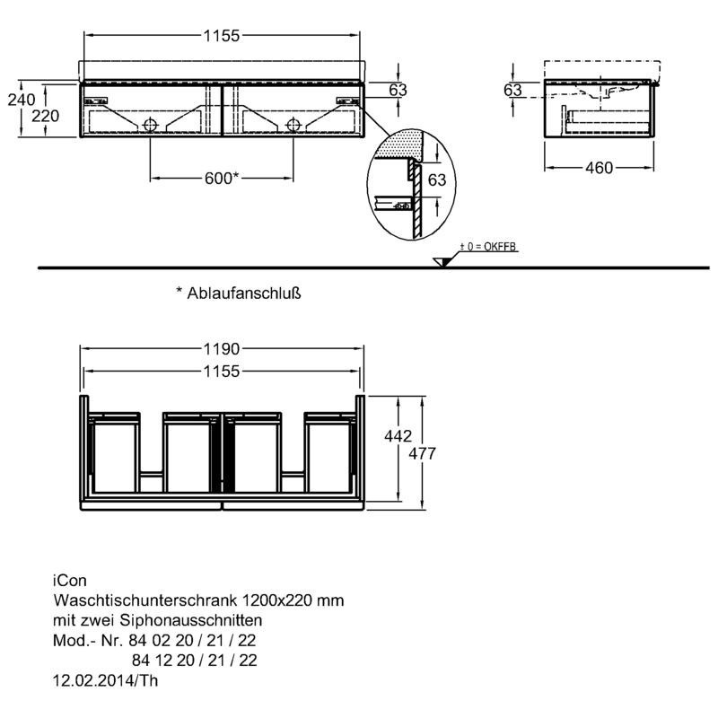 Тумба под раковину 120 см Geberit iCon 841221000, тёмно-серый матовый