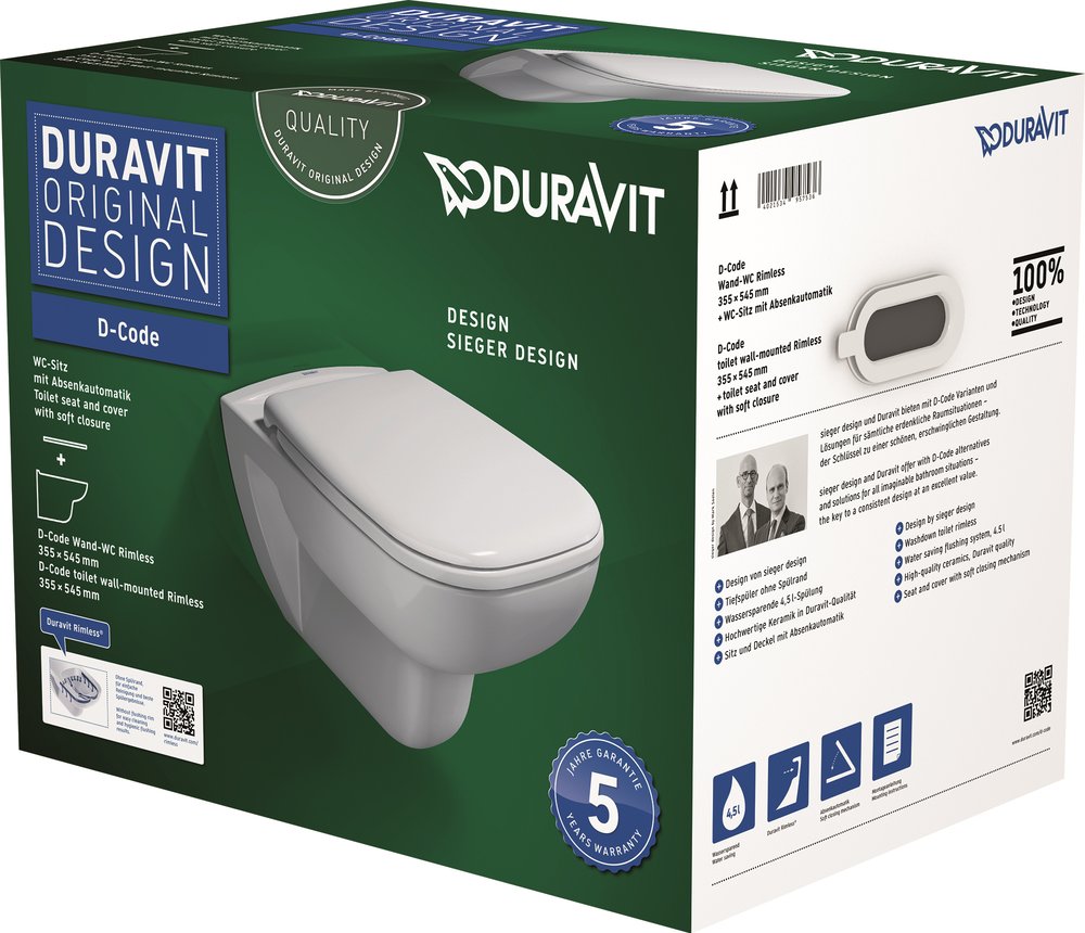 Унитаз Duravit D-Code 45700900A1 подвесной с сиденьем Микролифт