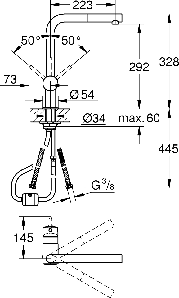 Комплект Grohe Minta 31573SD0 Кухонная мойка K500 31571SD0 + Смеситель Mint 32168000 для кухонной мойки