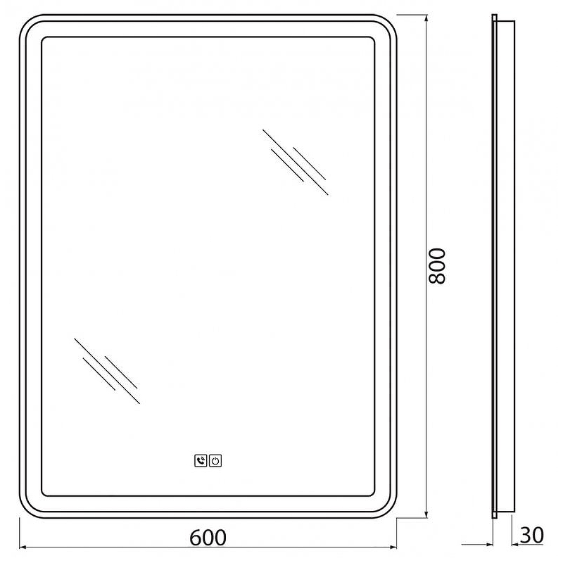 Зеркало BelBagno Marino SPC-MAR-600-800-LED-TCH-PHONE 60 см, с подсветкой и сенсорным выключателем