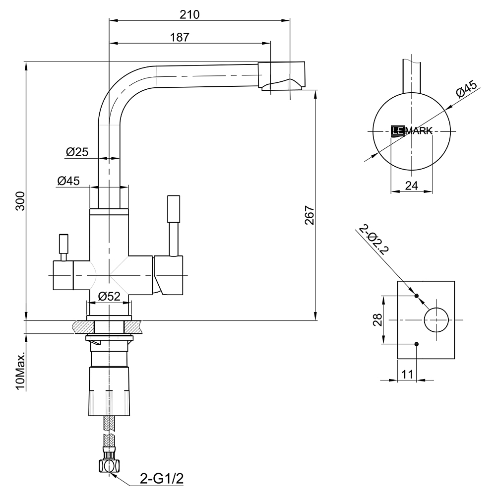 Смеситель для кухни Lemark LM5061G золото