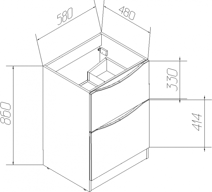 Тумба для комплекта BelBagno LAVANDERIA-580/1200-2C-PIA-BL bianco lucido