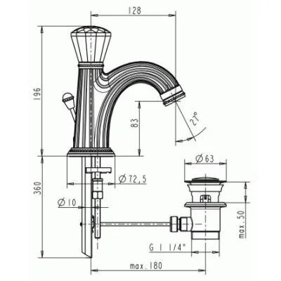 Смеситель для раковины Jado Perlrand Cristal H3955AA золото