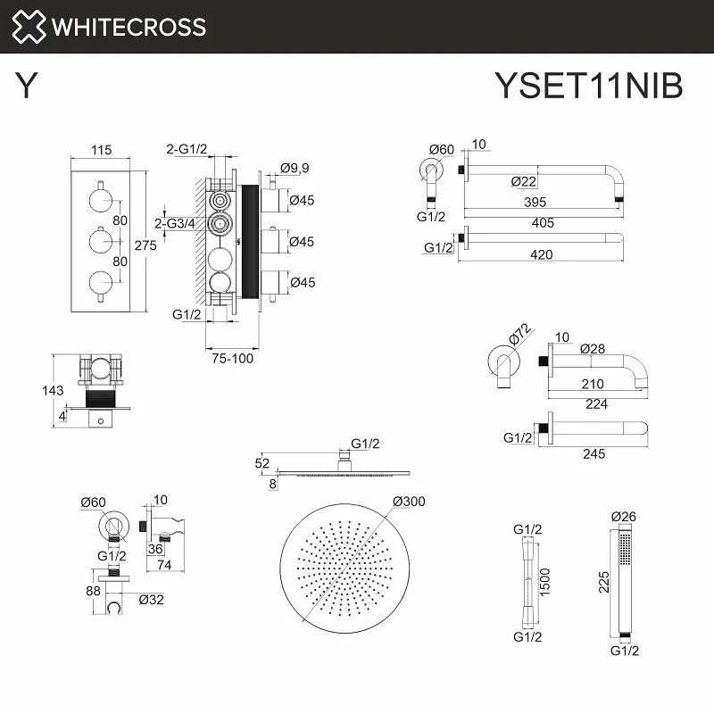 Душевая система Whitecross Y Gunmetal YSET11NIB серый