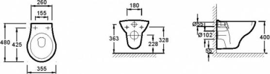 Подвесной унитаз укороченный Jacob Delafon Patio E1534-00