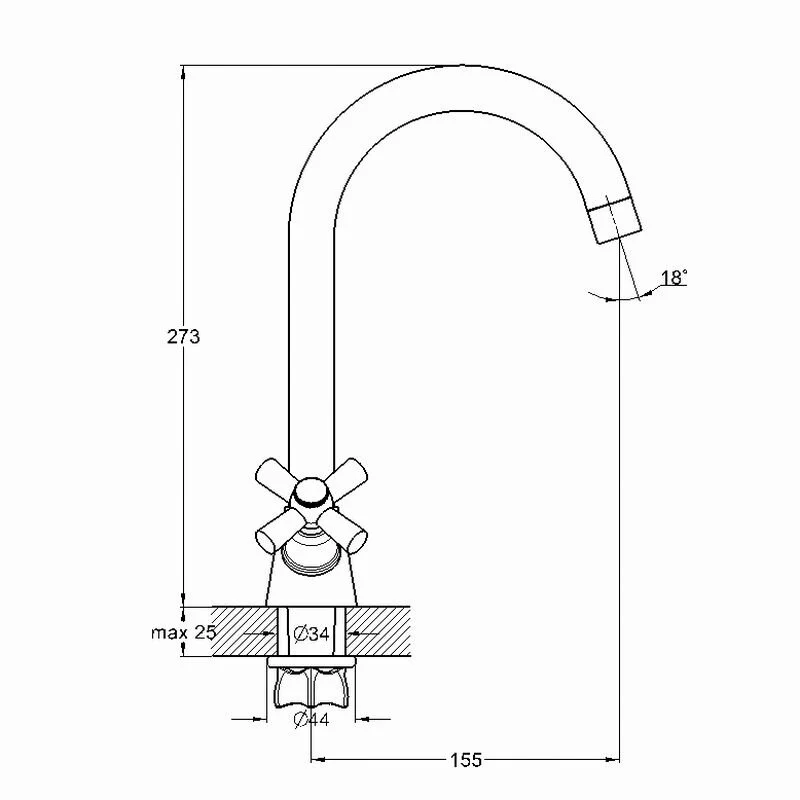 Смеситель для кухни Solone Koa KOA4-C722 хром