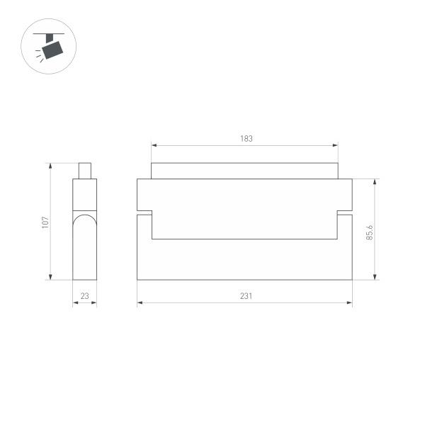 Трековый светодиодный светильник для магнитного шинопровода Arlight Mag-Orient-Flat-Fold-S230-12W Warm3000 034663