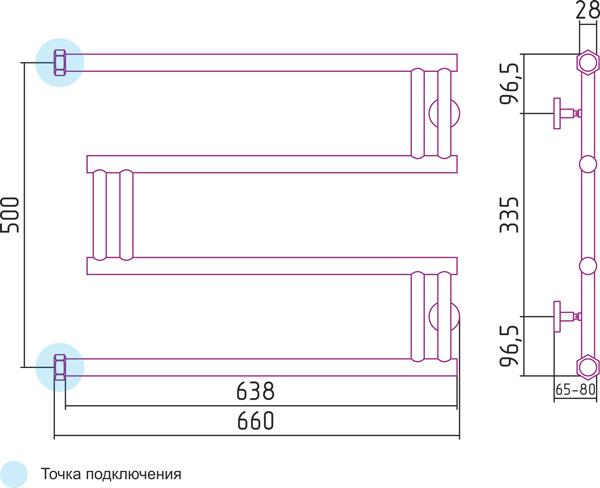 Полотенцесушитель водяной Сунержа High-tech M 50x65