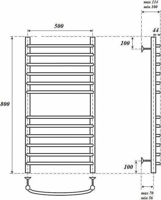 Полотенцесушитель электрический Point PN05158SE П12 500x800 левый/правый, хром