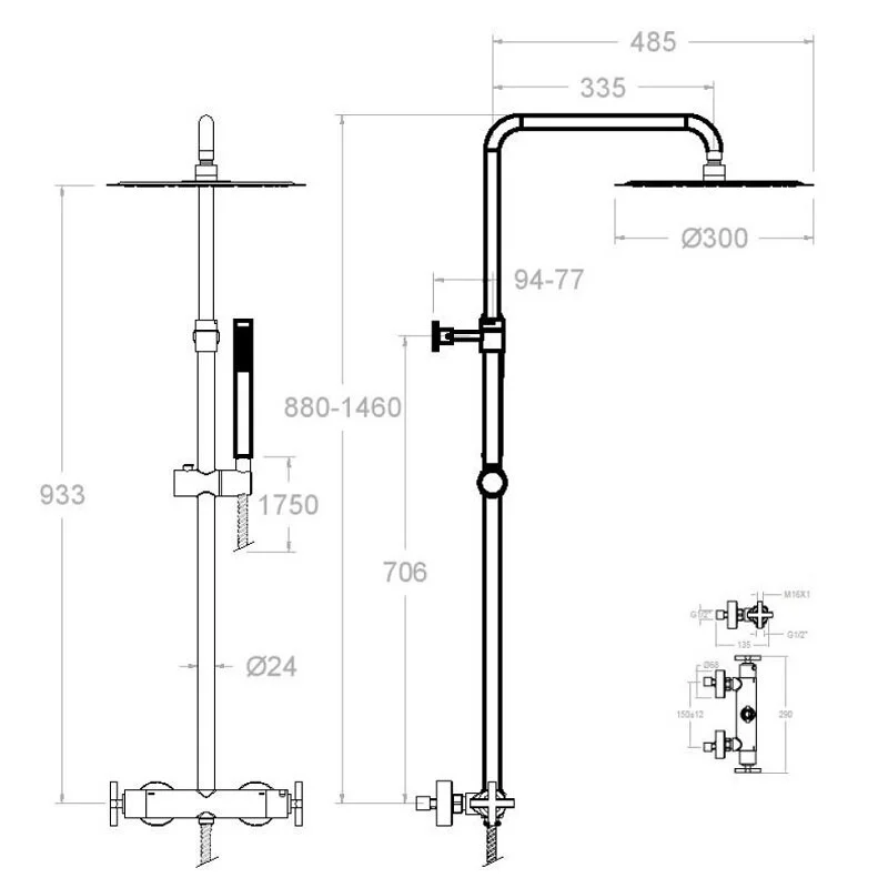 Душевая система Ramon Soler Rs Cross 625403RM300 хром