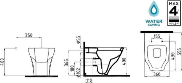 Приставной унитаз Bien Fracture FRKK05601VP0W3000 с сиденьем микролифт