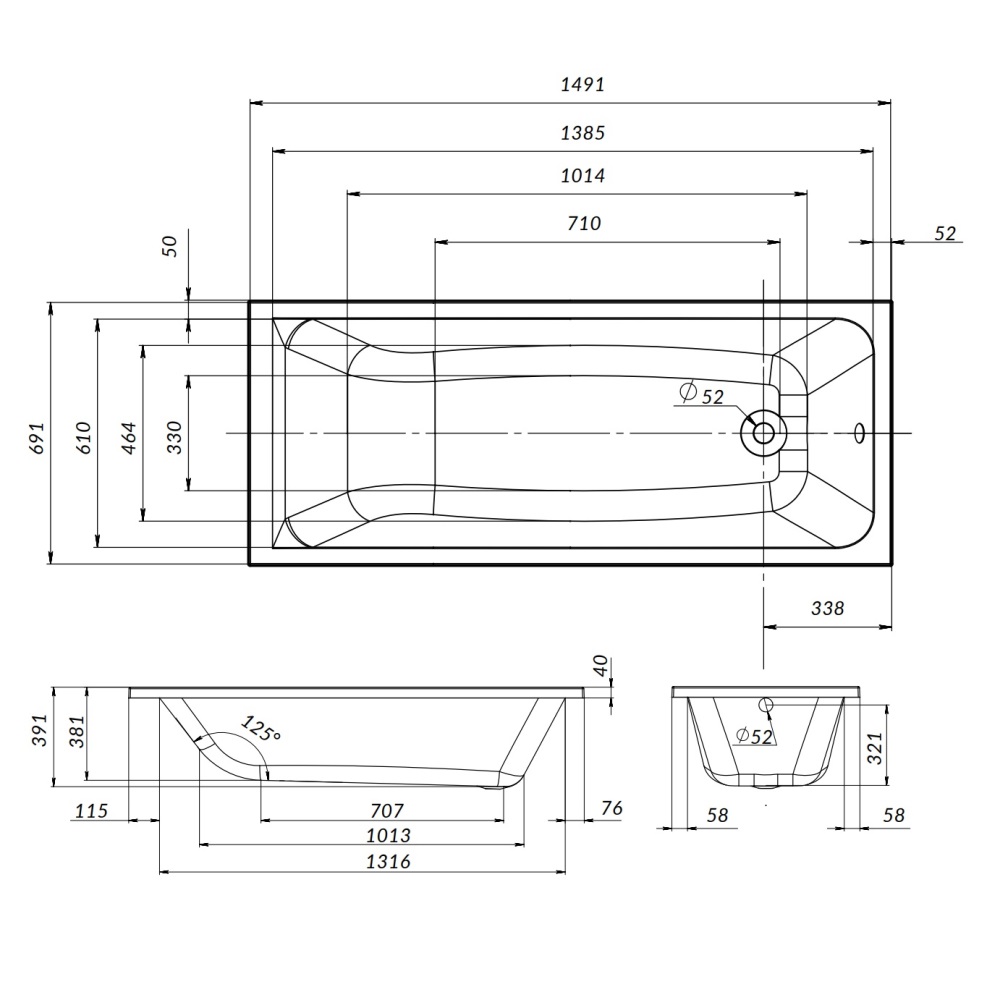 Каркас для ванны Am.Pm Gem W90A-150-070W-R