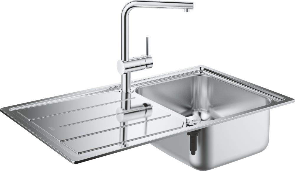 Комплект Grohe Minta 31573SD0 Кухонная мойка K500 31571SD0 + Смеситель Mint 32168000 для кухонной мойки