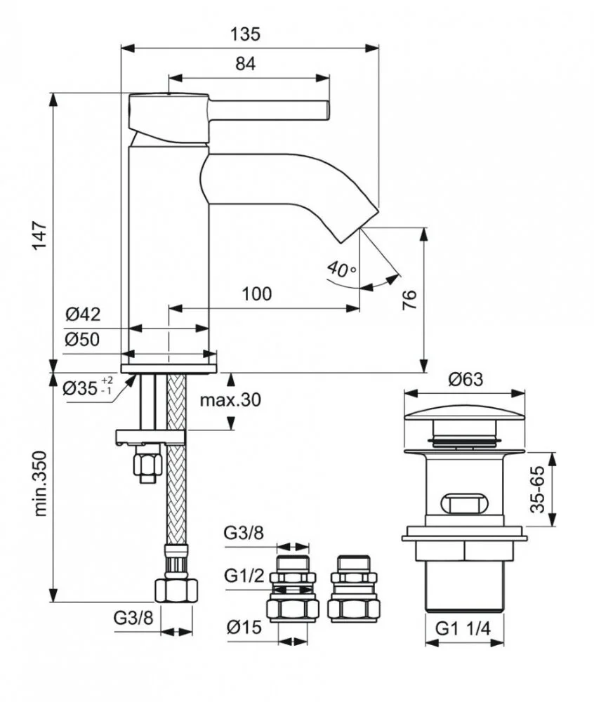 Смеситель для раковины Ideal Standard Ceraline BC186AA хром