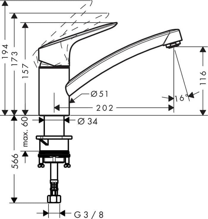 Смеситель для кухни Hansgrohe Logis 71837000, хром